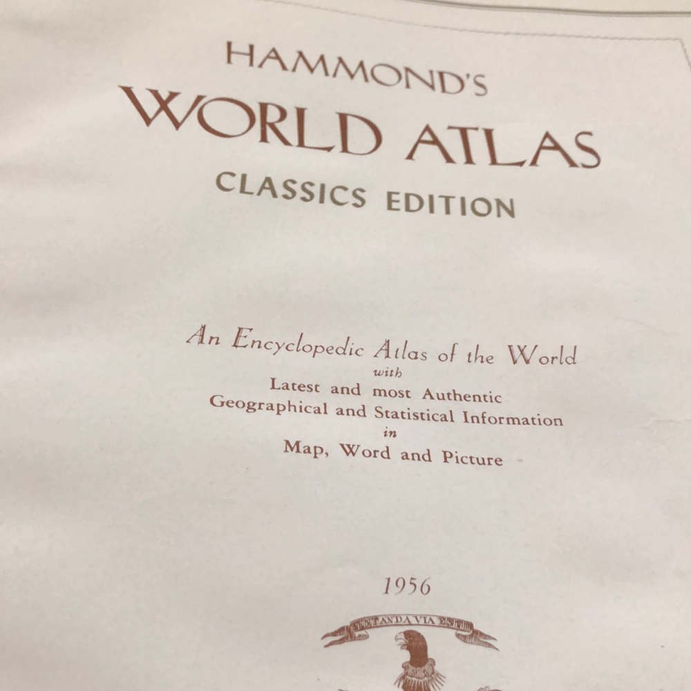 1956 First edition Hammon World Atlas.  Hardbound